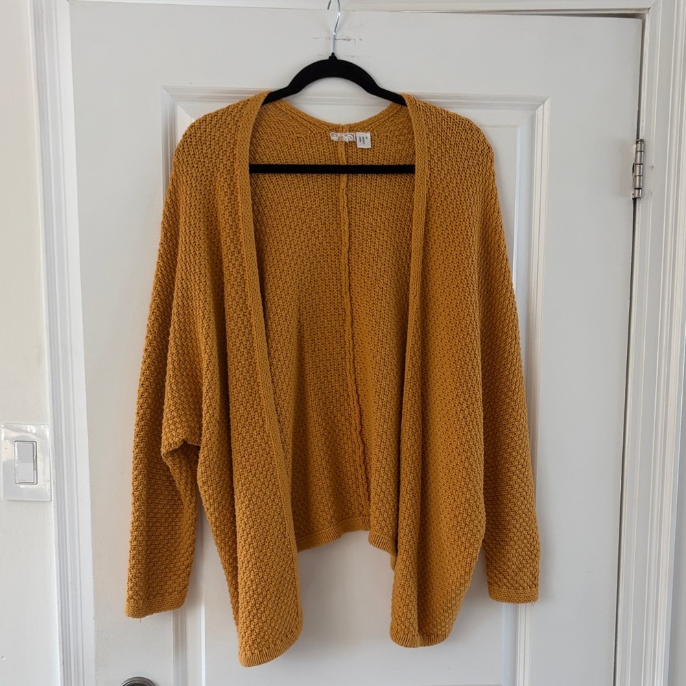 Cozy Mustard Open-Front Sweater